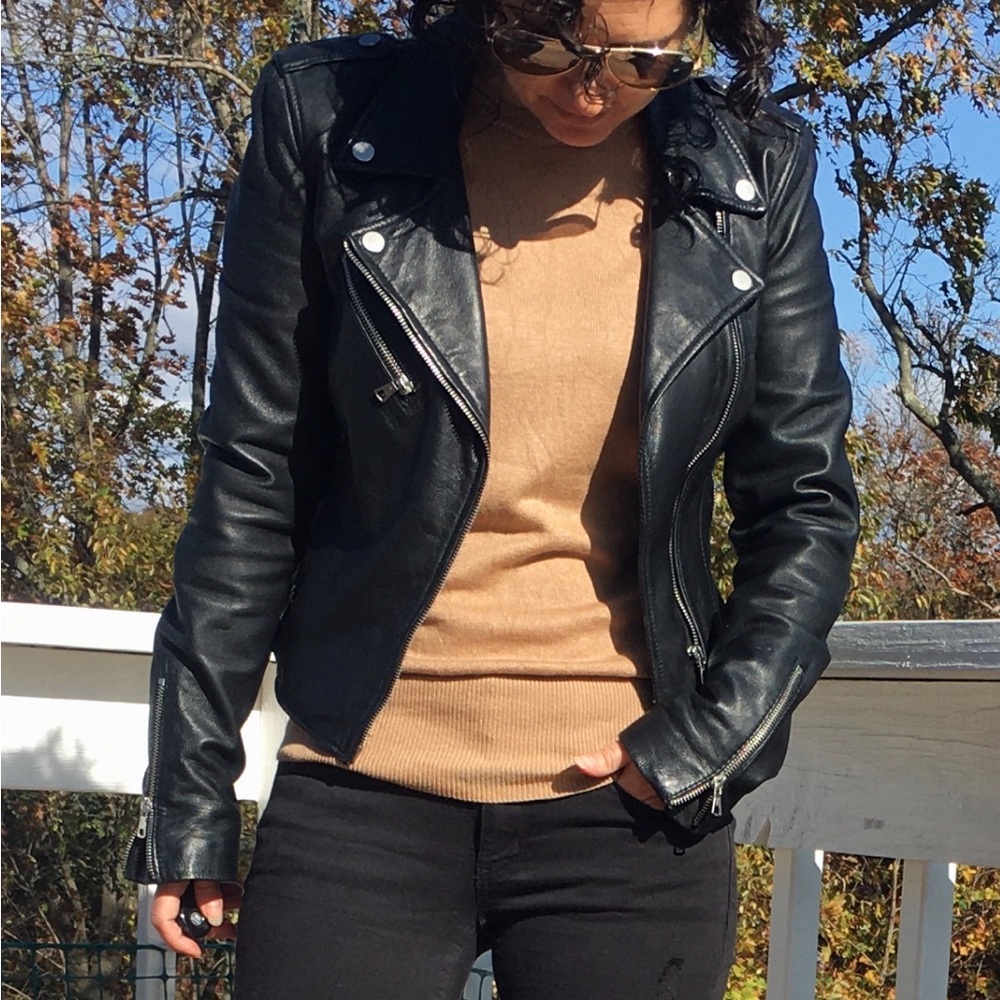 EUC Zara black leather jacket